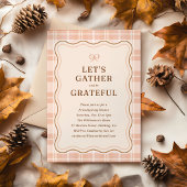 Invitation Orange Automne Plaid Motif Friendsgiving Dîner