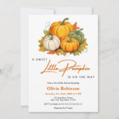 Invitation Orange Automne Un Petit Baby shower Citrouille (Devant)