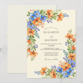 Invitation Orange Azure Bountiful Summer Wedding (Devant / Derrière)