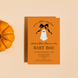 Invitation Orange Baby Boo Ghost Halloween Baby shower
