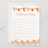 Invitation Orange Baby shower Voeux Pour Baby Game (Devant)