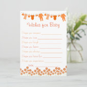 Invitation Orange Baby shower Voeux Pour Baby Game (Debout devant)