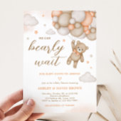 Invitation Orange Bear Balloons Baby Shower