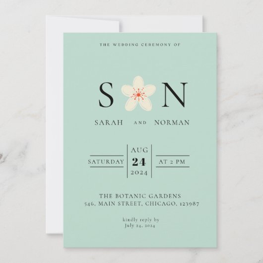 INVITATION ORANGE BEIGE PEONIES CHINOISERIE (Devant)