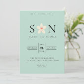 INVITATION ORANGE BEIGE PEONIES CHINOISERIE (Debout devant)