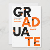 Invitation Orange Big Bold Angle-Cut Lettres Graduation (Devant)