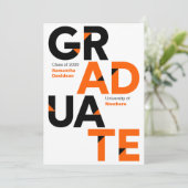Invitation Orange Big Bold Angle-Cut Lettres Graduation (Debout devant)