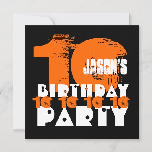 Invitation ORANGE BLACK 10e fête d'anniversaire 10 ans V02C (Devant)