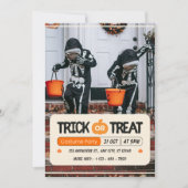 Invitation Orange Black and White Trick Or Treat Halloween  (Devant)