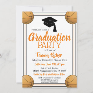 Invitation Orange & Black Basketball Party