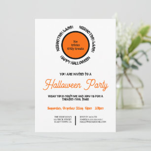 Invitation Orange Black Cool Moderne Bonne fête d'Halloween