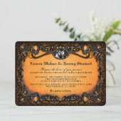 Invitation Orange Black Elegant Dentelle Halloween Mariage In (Debout devant)