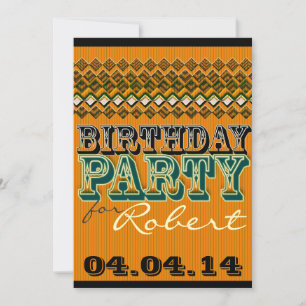 Invitation Orange Black Modern Pinstripes fête d'anniversaire