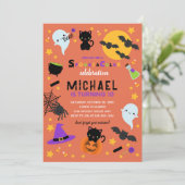 Invitation Orange Black Spooktacular Halloween Anniversaire (Debout devant)