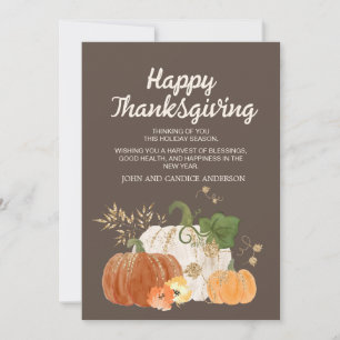 Invitation Orange Blanc Citrouilles Brown Thanksgiving