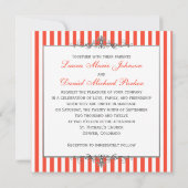 Invitation Orange, Blanc, Gris Argent Stripes Scrolls Invitat (Dos)