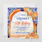 Invitation Orange bleu azulejo (Devant)