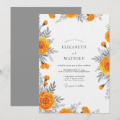Invitation Orange Bloom Whimsy Wedding (Devant / Derrière)