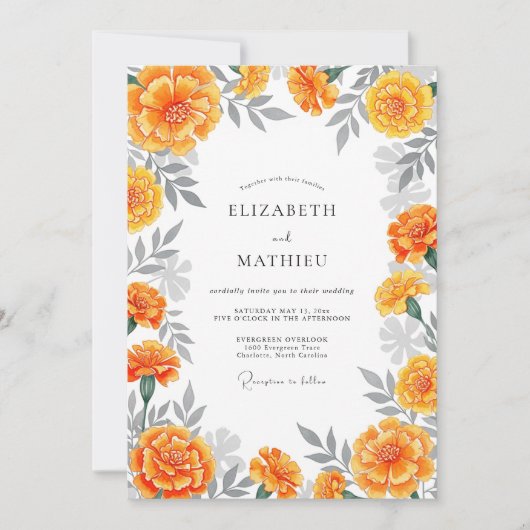 Invitation Orange Blossom Whimsy Wedding (Devant)