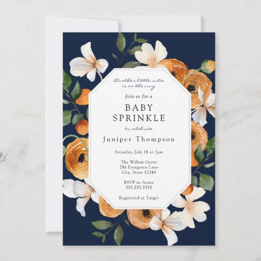 Invitation Orange Blossoms and Clementines Baby Sprinkle Invi (Devant)