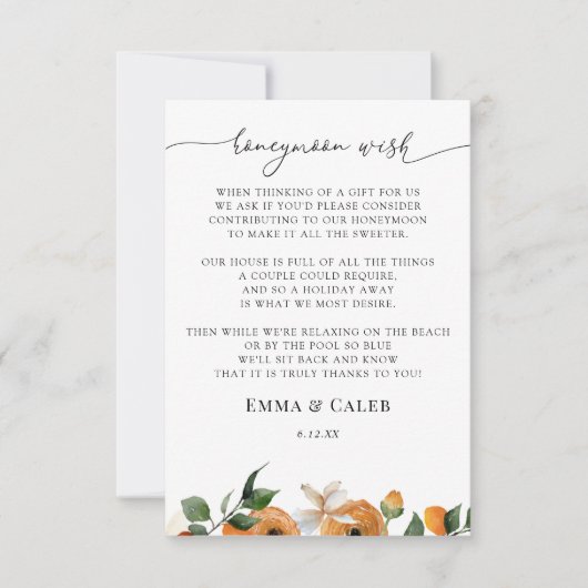 Invitation Orange Blossoms désir lune de miel (Devant)