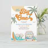 Invitation Orange Blue Boy The Big One Surf 1er anniversaire (Debout devant)