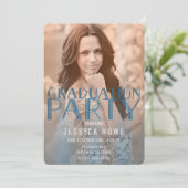 Invitation Orange Blue Graduation Party Graduation Photo (Debout devant)