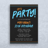 Invitation Orange Blue Lines Boy Fête d'anniversaire