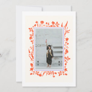 Invitation Orange Blue Photo Graduation