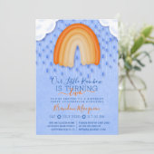Invitation Orange Blue Rainbow Pluie Nuages Ballons Anniversa (Debout devant)