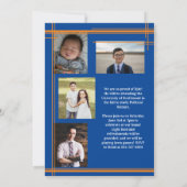 Invitation Orange Blue School Couleur Graduation Photo Plaid (Dos)