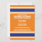 Invitation Orange Blue Sports Jersey fête d'anniversaire (Devant)