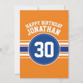 Invitation Orange Blue Sports Jersey fête d'anniversaire (Dos)
