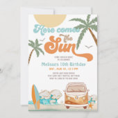 Invitation Orange Blue Voici le Sun Boy Birthday Party (Devant)