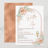 Invitation Orange Boho Cactus 40e anniversaire de fête Invita (Devant / Derrière)