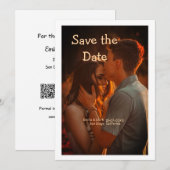 Invitation orange boho enregistrer la date QR ajouter le nom (Devant / Derrière)