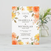 Invitation Orange Bold couleur vive Mariage floral (Debout devant)