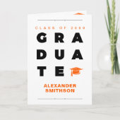 Invitation Orange Bold Lettres diplômées et Casquettes (Devant)