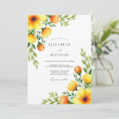 Invitation Orange Botanical Blossom Wedding (Debout devant)