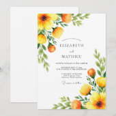 Invitation Orange Botanical Blossom Wedding (Devant / Derrière)