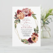 Invitation Orange Bourgogne Rouge Floral Fête des mariées aut (Debout devant)