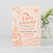 Invitation Orange Bow Baby brasse du Baby shower de brunch au (Debout devant)