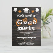 Invitation Orange Brown Blurry Texte Graduation House Party (Debout devant)