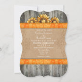 Invitation Orange Brown Rustique Mariage de tournesol Invitat (Devant)