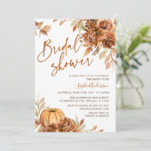 Invitation Orange brûlé? Citrouille d'automne Fête des mariée (Debout devant)