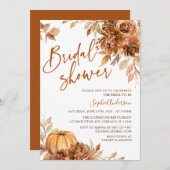Invitation Orange brûlé? Citrouille d'automne Fête des mariée (Devant / Derrière)
