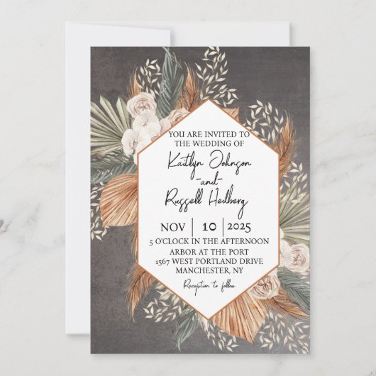 Invitation Orange brûlé et Mariage de automne vert Sage (Devant)