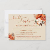 Invitation Orange brûlé et Rust Floral RSVP (Devant)
