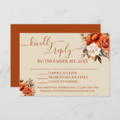 Invitation Orange brûlé et Rust Floral RSVP (Devant / Derrière)