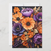 Invitation Orange brûlé, violet foncé et Mariage floral noir (Dos)